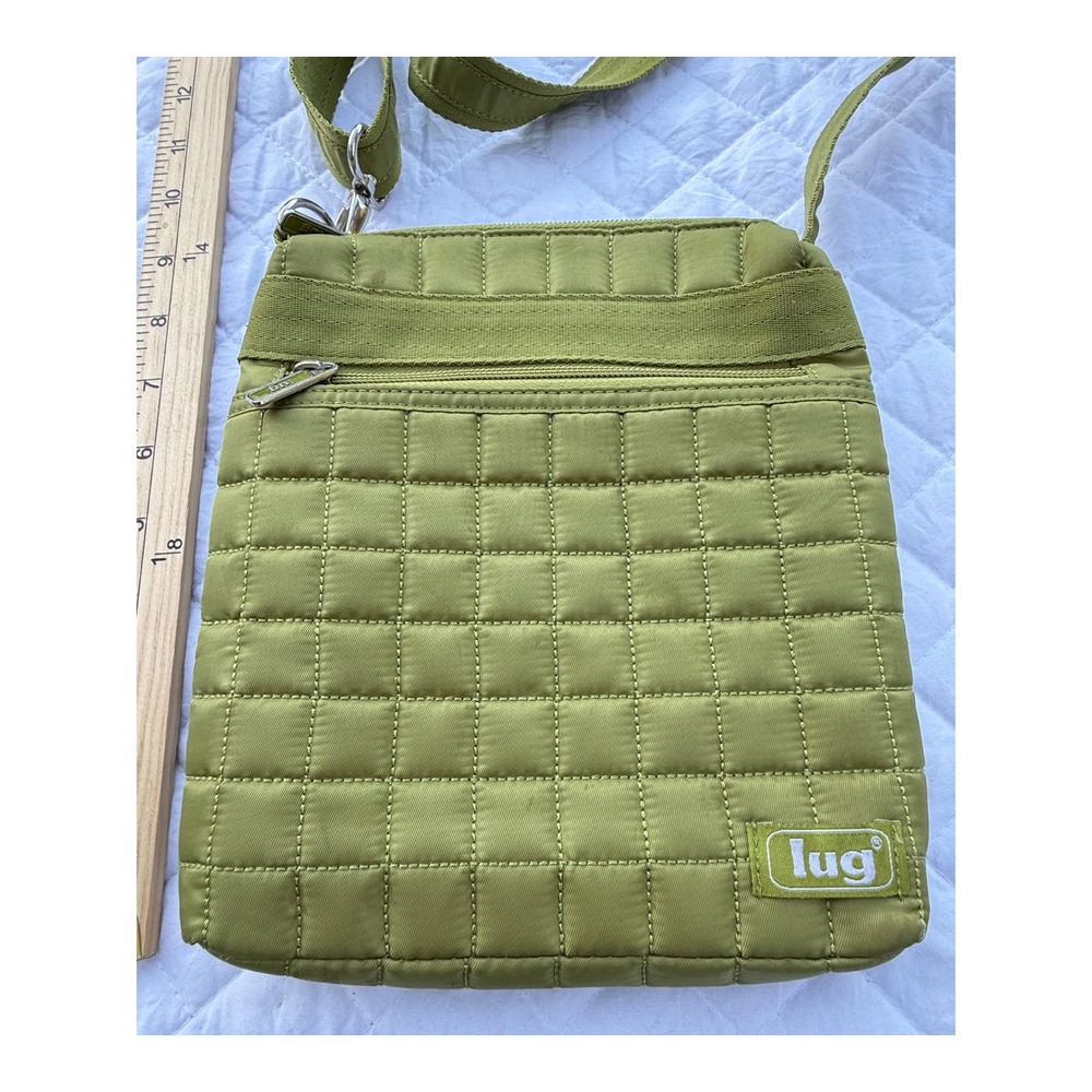 Lug Quilted Crossbody Bag Chartreuse Green Square Stitch Adjustable Gorpcore